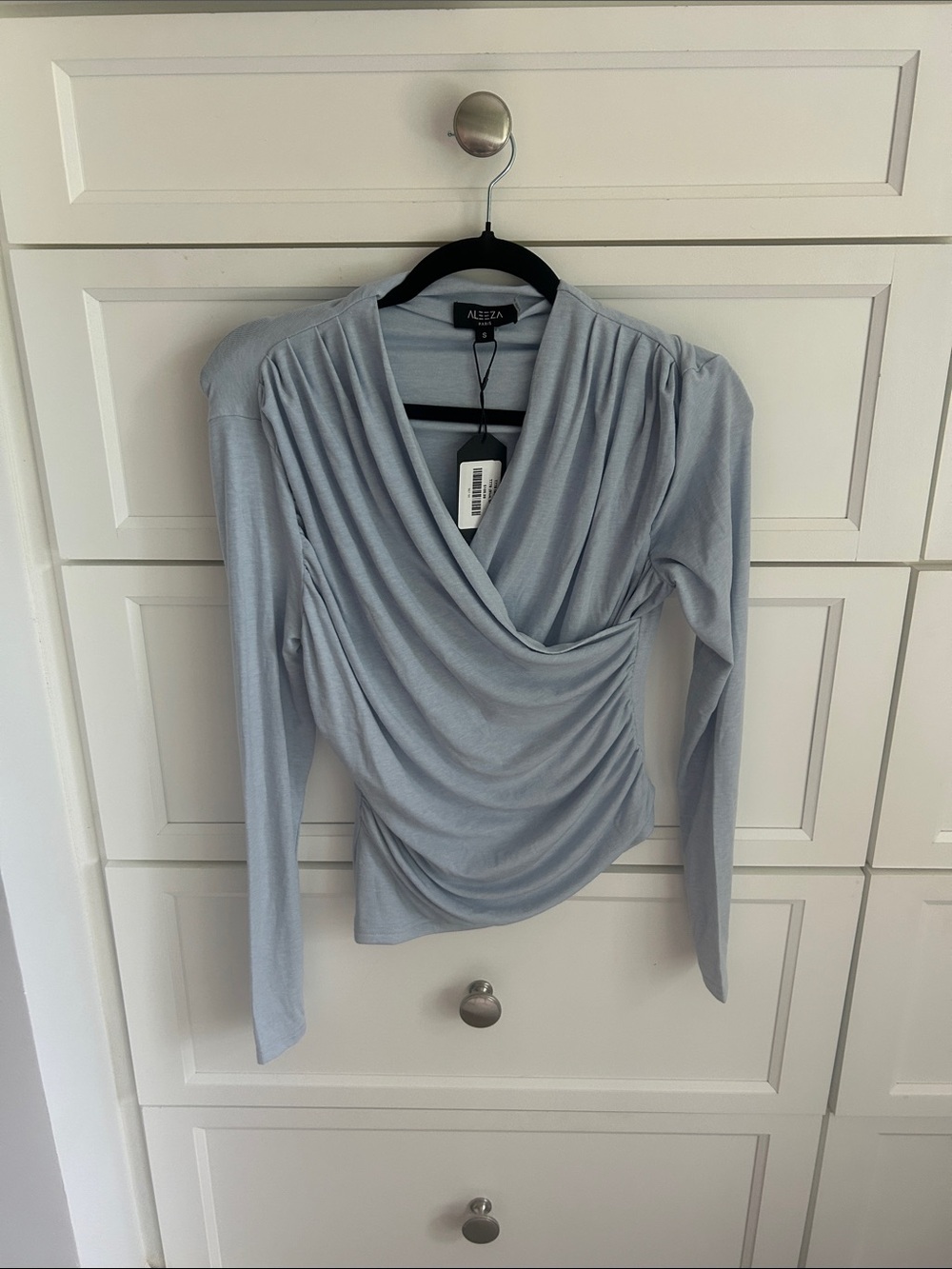 Aleeza Baby Blue Wrap Style Top